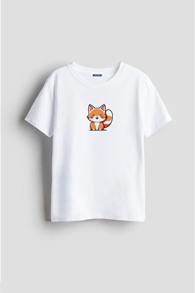Darkia تي شيرت للأطفال للجنسين بتصميم بسيط وطبعة حيوانات من Fox Fox