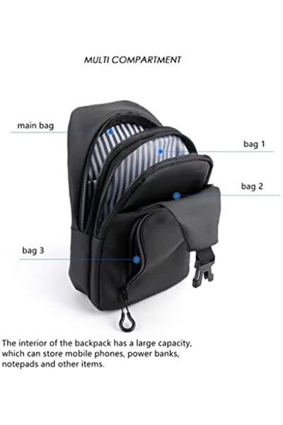 Skycare Sling Crossbody Bag Small Shoulder Backpack for Men Waterproof Slim Chest Bags Casual Daypac