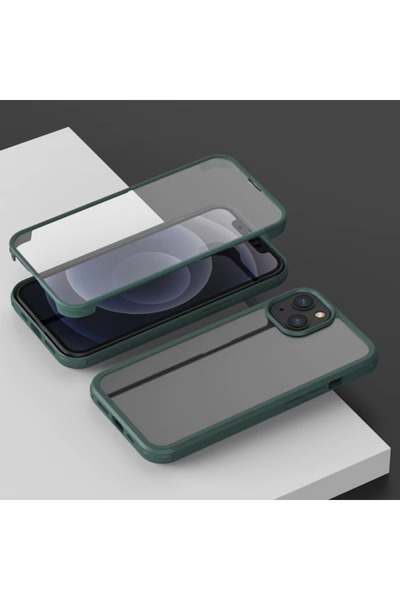 noktaks Compatible for iPhone 13 Pro Max - Case 360 Front Back Full Protection Cover with Self Screen Protector - Darkgreen