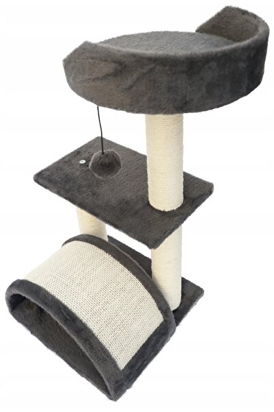 zola Cat play set, 3 levels, MDF, jute, 34.5 x 35 x 68 cm, dark grey