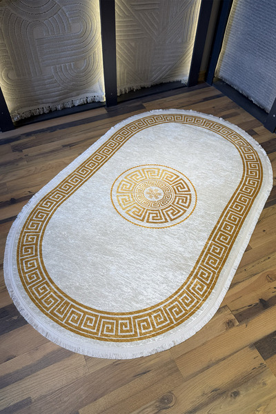 THEMODERNHANE Dijital Baskılı Makinede Yıkanabilir Antialerjik Kaymaz Leke Tutmaz Salon Mutfak Halısı ve Yolluk