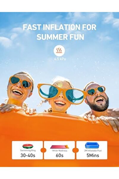 AstroAI Electric Air Pump, Portable AC Electric Pump for Inflating/Deflating with 3 Nozzles