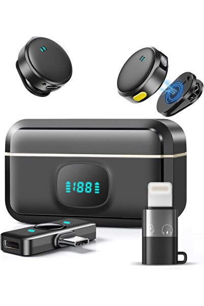 Generic Gicorino Wireless Lavalier Microphone for iPhone/Android, Mini Lapel Mic with Charging Case, Magneti