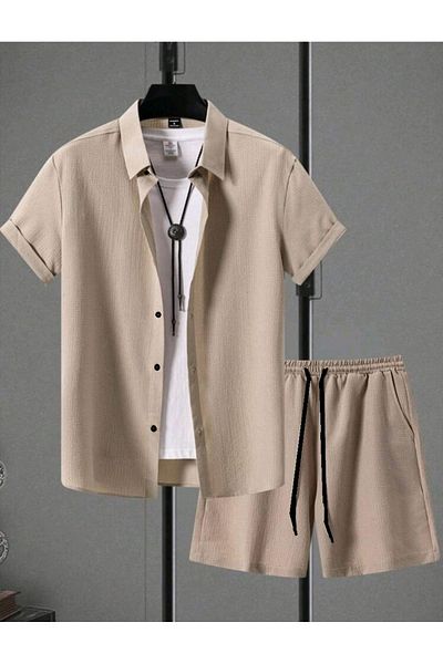 YNGMENCLASS Soft Textured Anti-Sweat Shirt Shorts Set