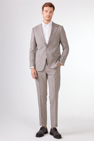 Dufy Mink Straight Men's Suit - Slim Fit