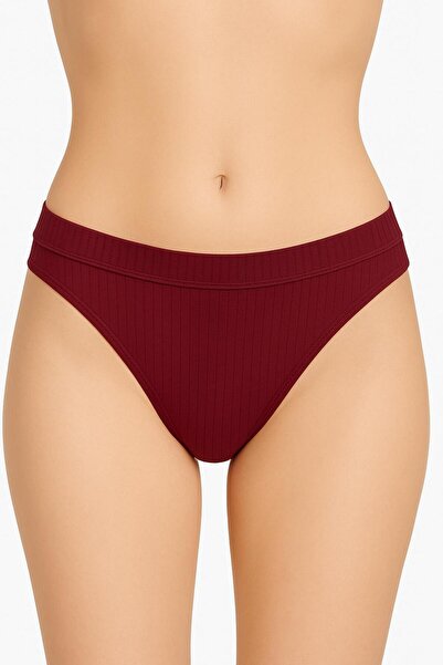 MAVİ QUMSAL Γυναικεία βαμβακερά εσώρουχα στρινγκ 5 τεμαχίων - Βουργουνδία