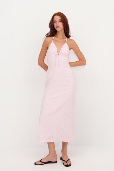Addax Φόρεμα Halter Neck Λινό Μικτό E17497