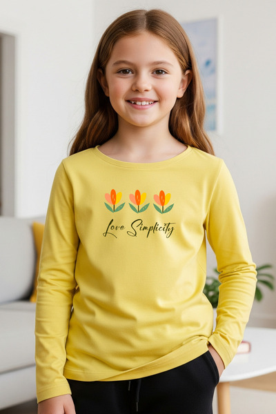 panios kids 3'LÜ YUVARLAK YAKA BASKI DETAYLI KIZ ÇOCUK SWEATSHİRT