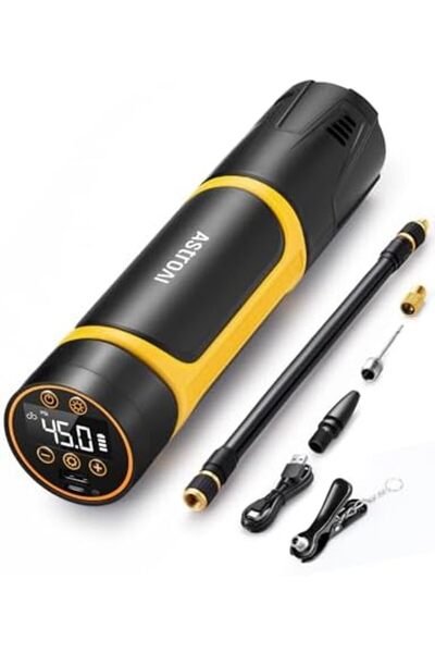 AstroAI Electric Bike Pump Presta Valve And Schrader 150 PSI, Cordless Tyre Inflator Air Compressor,