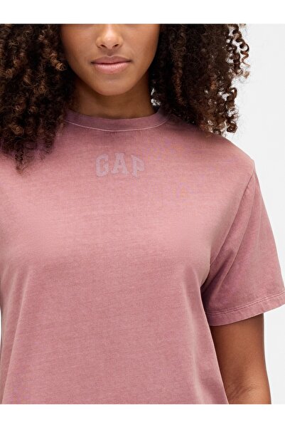 GAP Kadın Pembe Logo Relaxed T-Shirt Elbise