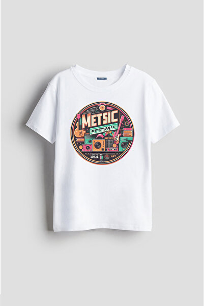 Darkia تي شيرت للأطفال مطبوع بتصميم خاص لمهرجان الآلات الموسيقية للجنسين