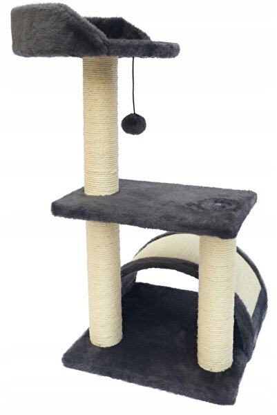 zola Cat play set, 3 levels, MDF, jute, 34.5 x 35 x 68 cm, dark grey