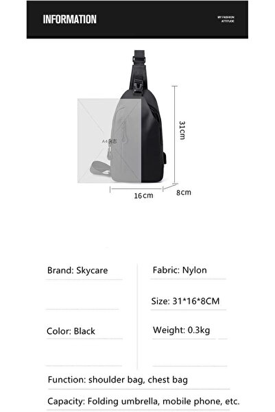 Skycare Sling Crossbody Bag Small Shoulder Backpack for Men Waterproof Slim Chest Bags Casual Daypac