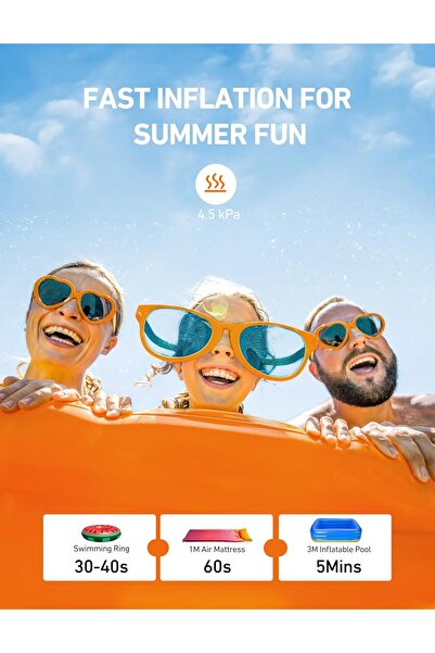 AstroAI Electric Air Pump, Portable AC Electric Pump for Inflating/Deflating with 3 Nozzles