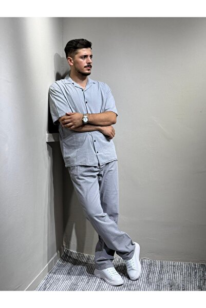 blayn jeans Shirt Pants Men's Linen Suit Oversize Fit