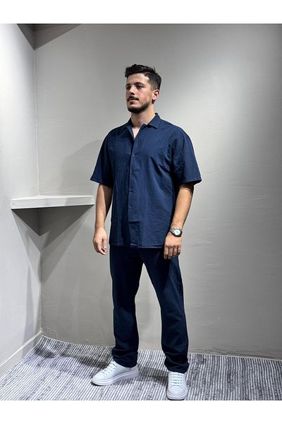 blayn jeans Shirt Pants Men's Linen Suit Oversize Fit