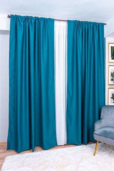 Harnicuta Set of 2 Elegant Turquoise Blackout Curtains 2 X L 150cm X H 250cm With Rejansa, Botd001_plc_2x150x250