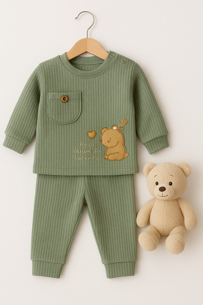 İZYALİF BABY Baby Boy 2-Piece Bottom-Top Set Waffle Fabric Cotton Organic 6-9-12 Months