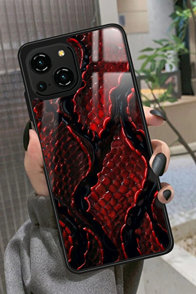 Reeder S23 Pro Max Uyumlu Bordo Yılan Tasarımlı Glossy Premium Kılıf