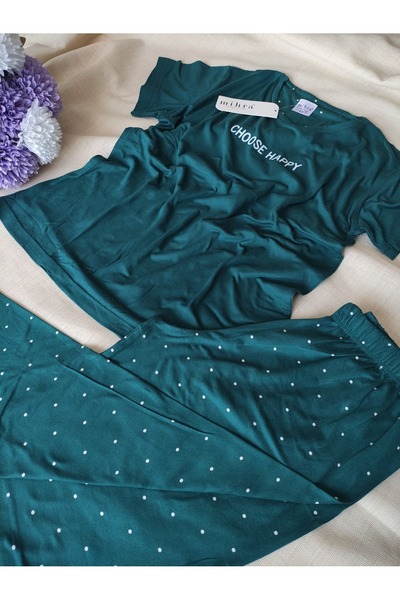 Mihra Milan Kumaş Kısa Kollu Kaprili Kadın Pijama Takımı