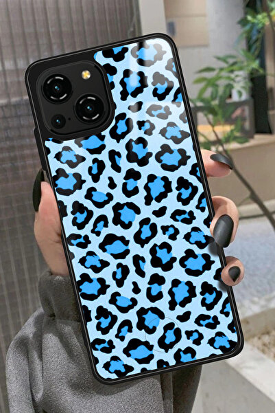 Reeder S23 Pro Max Uyumlu Mavi Leopar Tasarımlı Glossy Premium Kılıf