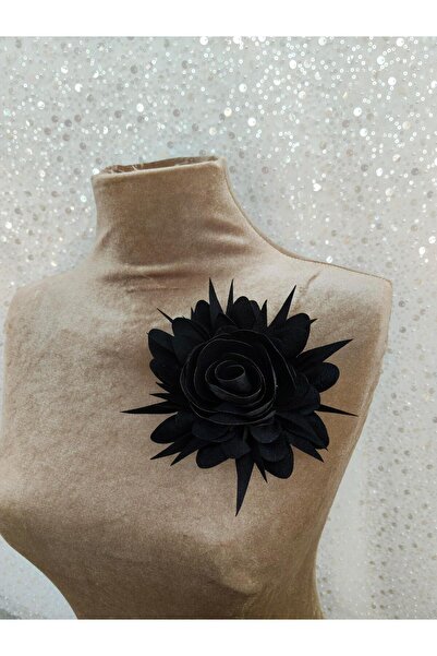 lemidor Siyah Büyük Çiçek Broş – Abiye Elbise, Bluz ve Ceket Aksesuarı