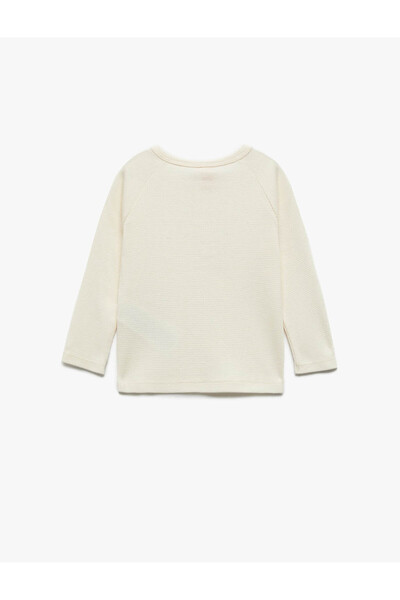 Koton Textured Long Sleeve Crew Neck Cotton T-Shirt