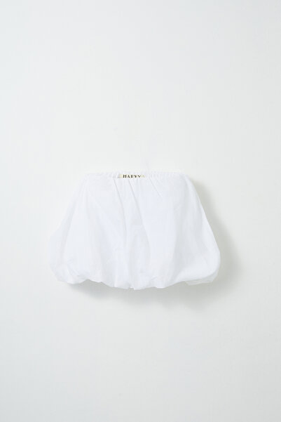 Marvy Ecru Cotton Mini Balloon Skirt