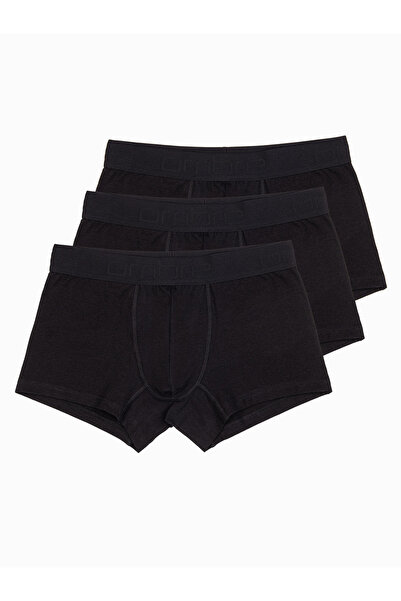 OMBRE Herren Baumwoll-Boxershorts mit Logo - 3er-Pack schwarz V1 OM-UNBO-0105