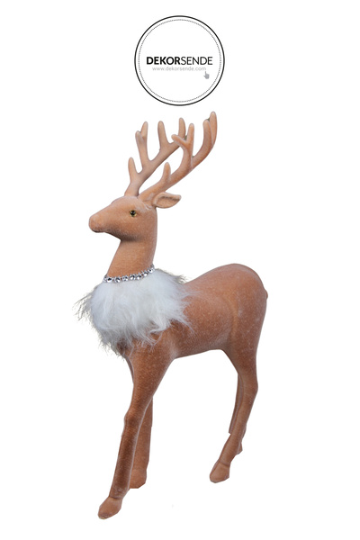 Dekorsende Christmas Ornament Flocked Antlered Deer Figurine Pink 33 cm