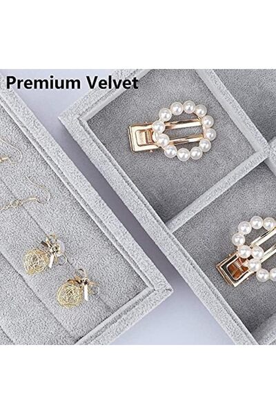 PADOM Stackable Velvet Jewelry Trays Organizer, Jewelry Storage Display Trays for Drawer, Earring Ne