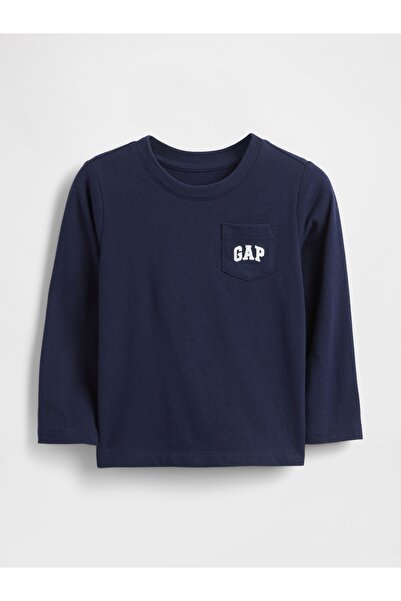 GAP Erkek Bebek Lacivert Logo Cep T-Shirt