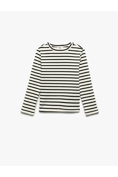 Koton Μακρυμάνικο μπλουζάκι με ριγέ μαύρο κορίτσι 6WKG10288AK
