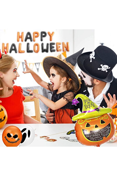 Ancuioyz Halloween party set, latex/foil, black/orange, 100 pieces