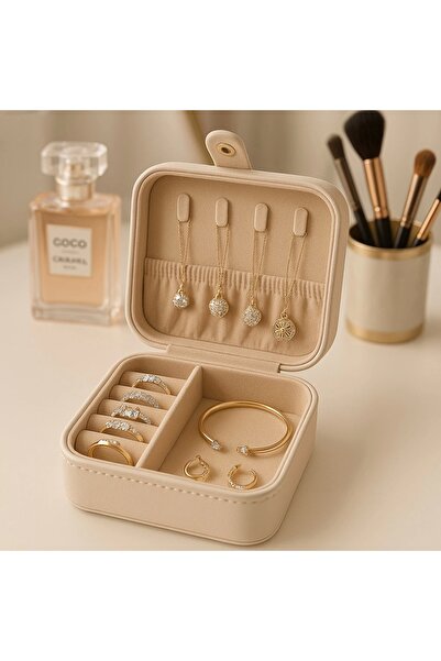 Evistro Leather Mini Diamond Pattern Travel Jewelry Bijoux Jewellery Box Orga...