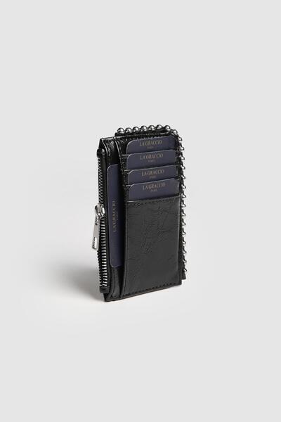 La La'Graccio Paris La'Graccio Paris Women's Pena Stapled Card Holder Wallet Black