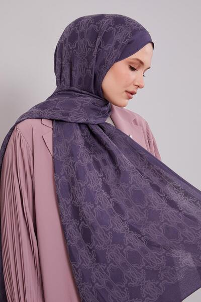 Levidor Denim Blue Tuğra Pattern Grazia Shawl