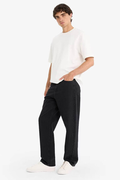 DeFacto Baggy Fit Wide Leg Black Men's Jean Pants F2985Ax/Nm40