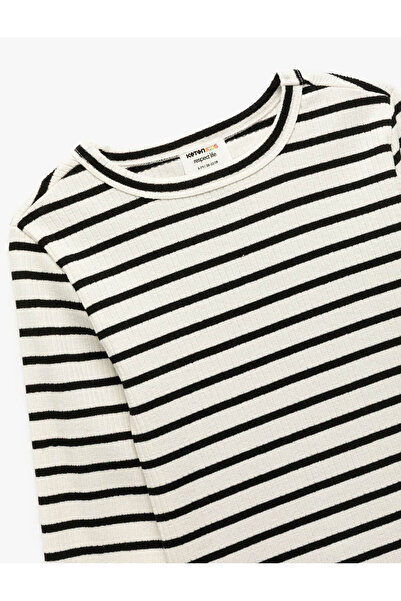 Koton Μακρυμάνικο μπλουζάκι με ριγέ μαύρο κορίτσι 6WKG10288AK
