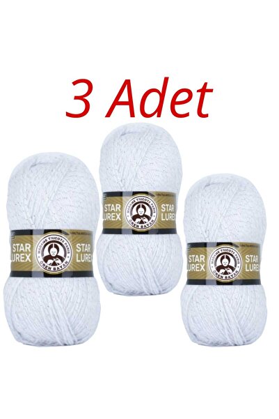 Ören Bayan STAR LUREX МЕТАЛІЧНА БІЛА НИТКА ДЛЯ В'ЯЗАННЯ 000Y 3 ШТУКИ 100 Г