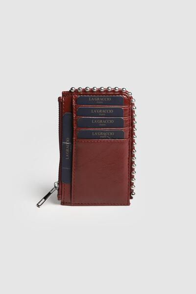 La La'Graccio Paris La'Graccio Paris Women's Pena Stapled Card Holder Wallet Claret Red