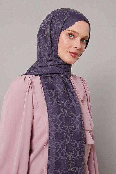 Levidor Denim Blue Geometric Pattern Grazia Shawl