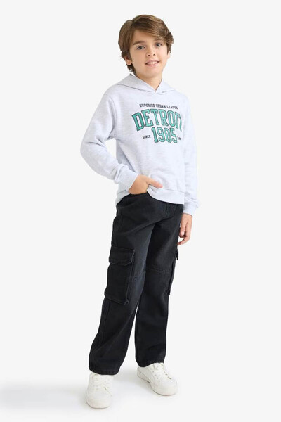 DeFacto Hooded Printed Gray Boy's Sweatshirt F2846A8/Gr400