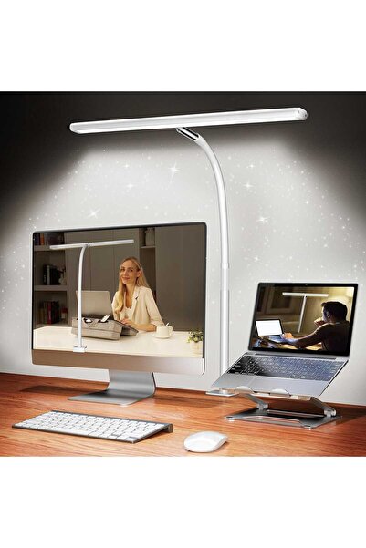 Elindor Ultra Wide LED Desk Lamp, Adjustable Brightness Light, Temperature 2700-6500K, Width 43 cm, White