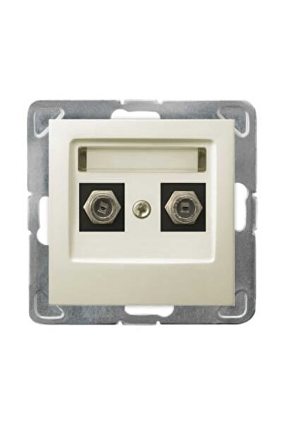 OSPEL Mufă de antenă dublă tip F Impresja ecru p/t fără ramă