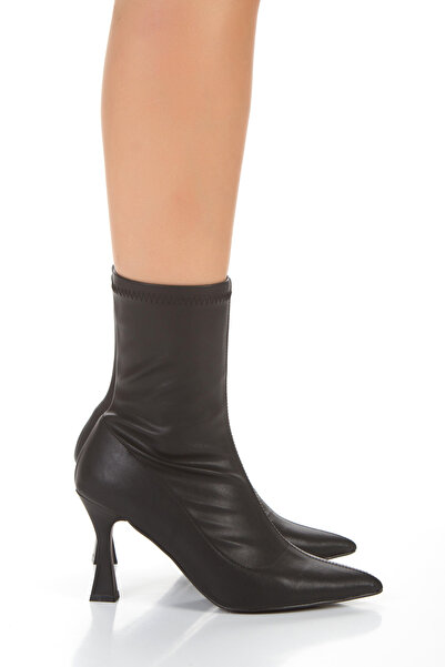 ELEVAM Kadın Siyah Streç İnce Topuklu Bot - Şık ve Rahat Günlük