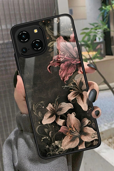 Reeder S23 Pro Max Uyumlu Pembe Çiçek Tasarımlı Glossy Premium Kılıf