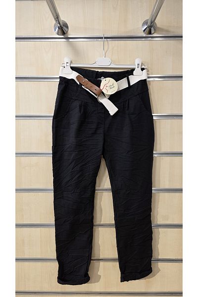 Park Moda Italian Trousers with Belt Plain Pattern