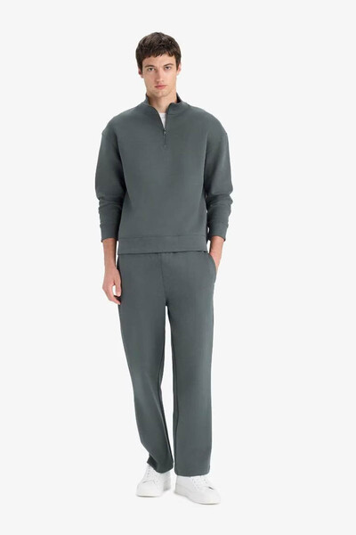 DeFacto Boxy Fit Skuba Diver Fabric Petrol Men's Sweatshirt E9363Ax/Gn498