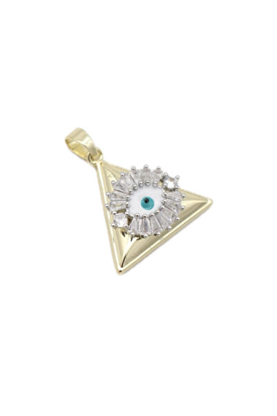 PALM MAMA JEWELRY Piramit Mavi Göz Şık 14K Altın XUPİNG Kararmaz Kolye Ucu